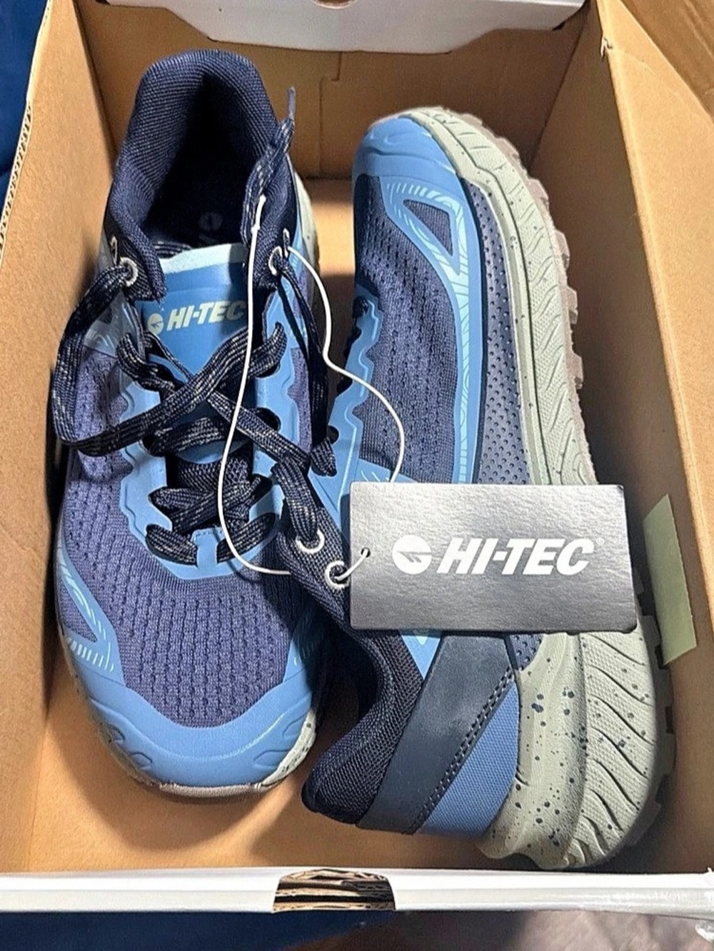 Hi-Tec Trail Running Shoes Men 9 Blue Black Iris Seagrass 1852822 Hiking Sneaker